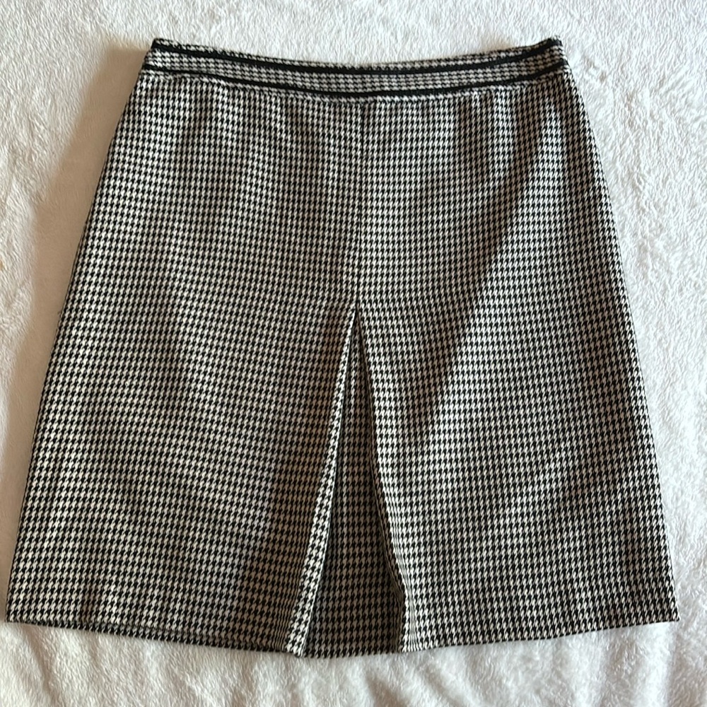 VINTAGE Geoffrey Beene Women's Houndstooth Pencil Skirt Cream & Black Size 14